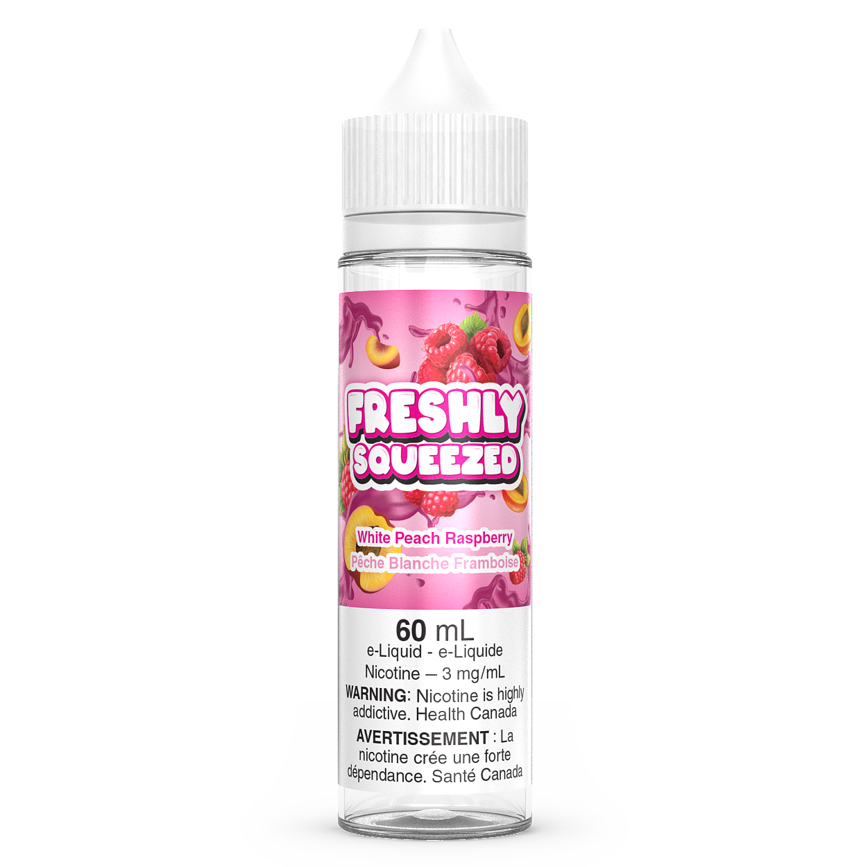 White Peach Raspberry Freshly Squeezed Vape Juice 60mL Freebase