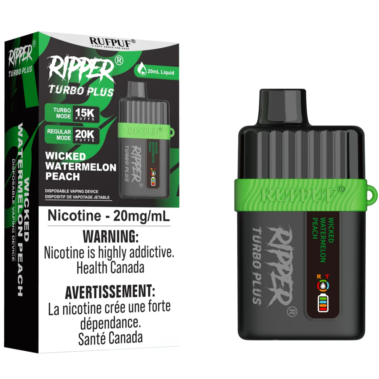 Wicked Watermelon Peach RIPPER TURBO PLUS Disposable Vape