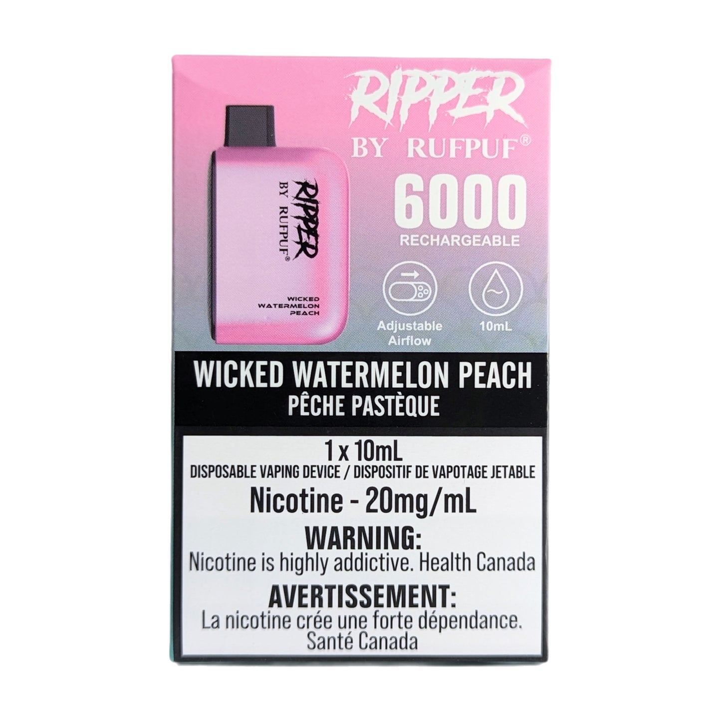 Rufpuf Ripper 6000 Disposable Vape flavour Wicked Watermelon Peach