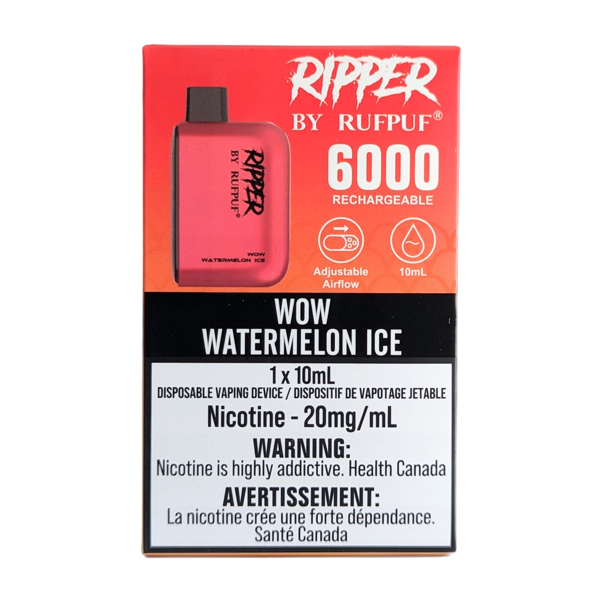 Rufpuf Ripper 6000 Disposable Vape flavour Wow Watermelon Ice