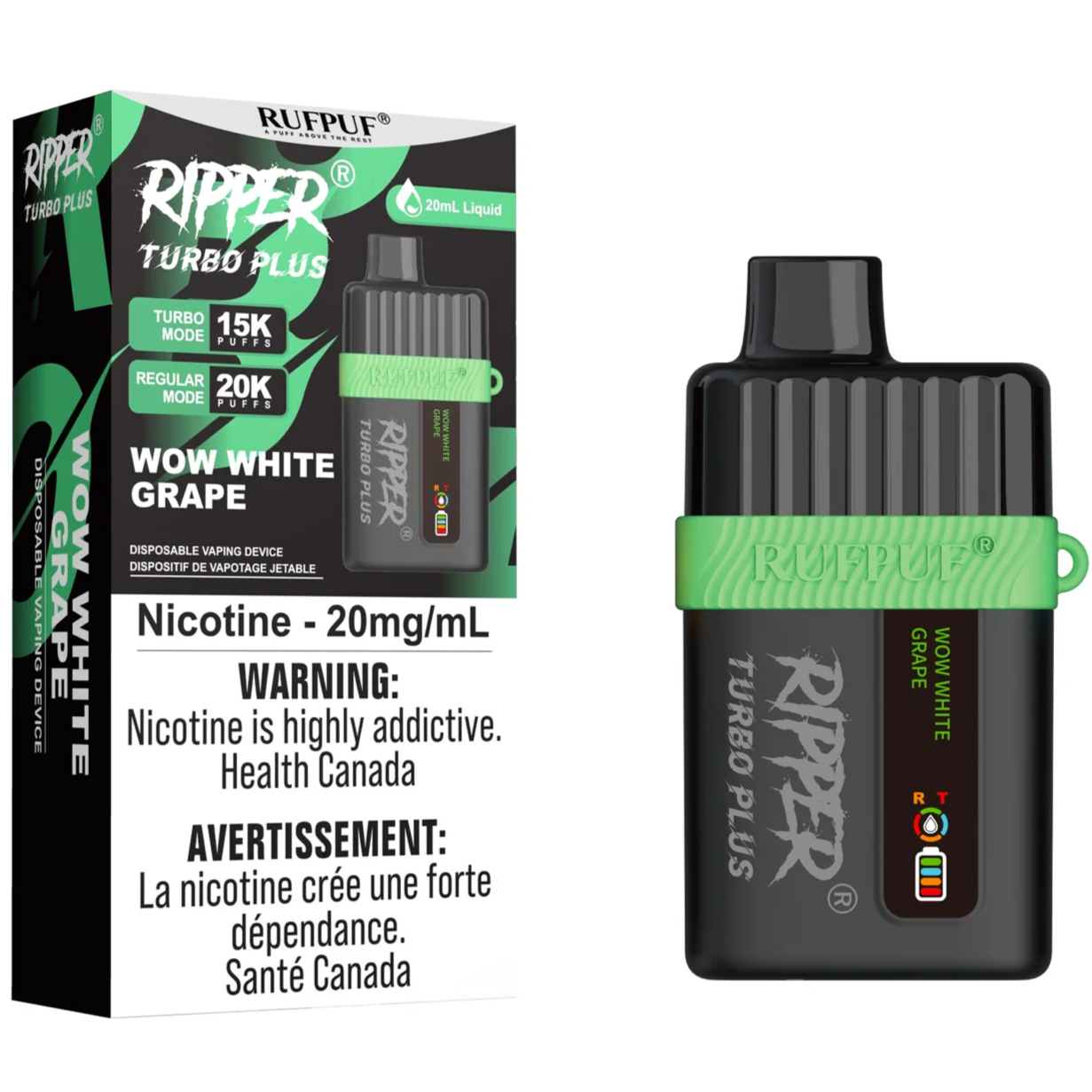 RIPPER TURBO PLUS Disposable Vape - Wow White Grape – Cloud Island Vapour