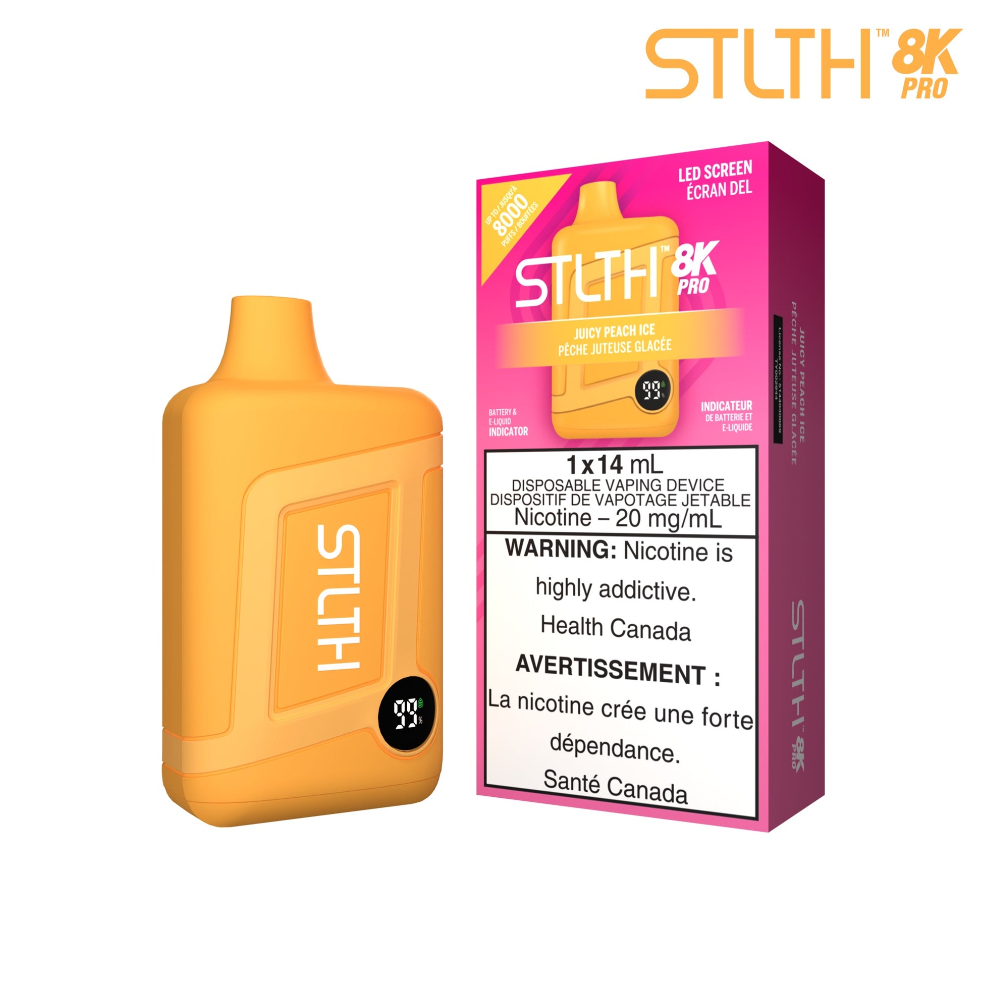 STLTH 8K pro disposable vape Juicy Peach Ice