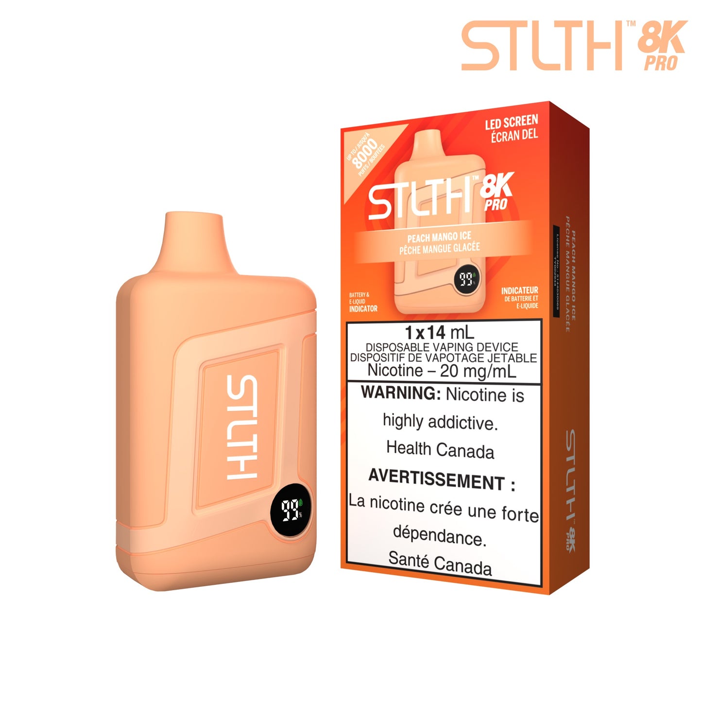 STLTH 8K pro disposable vape Peach Mango Ice