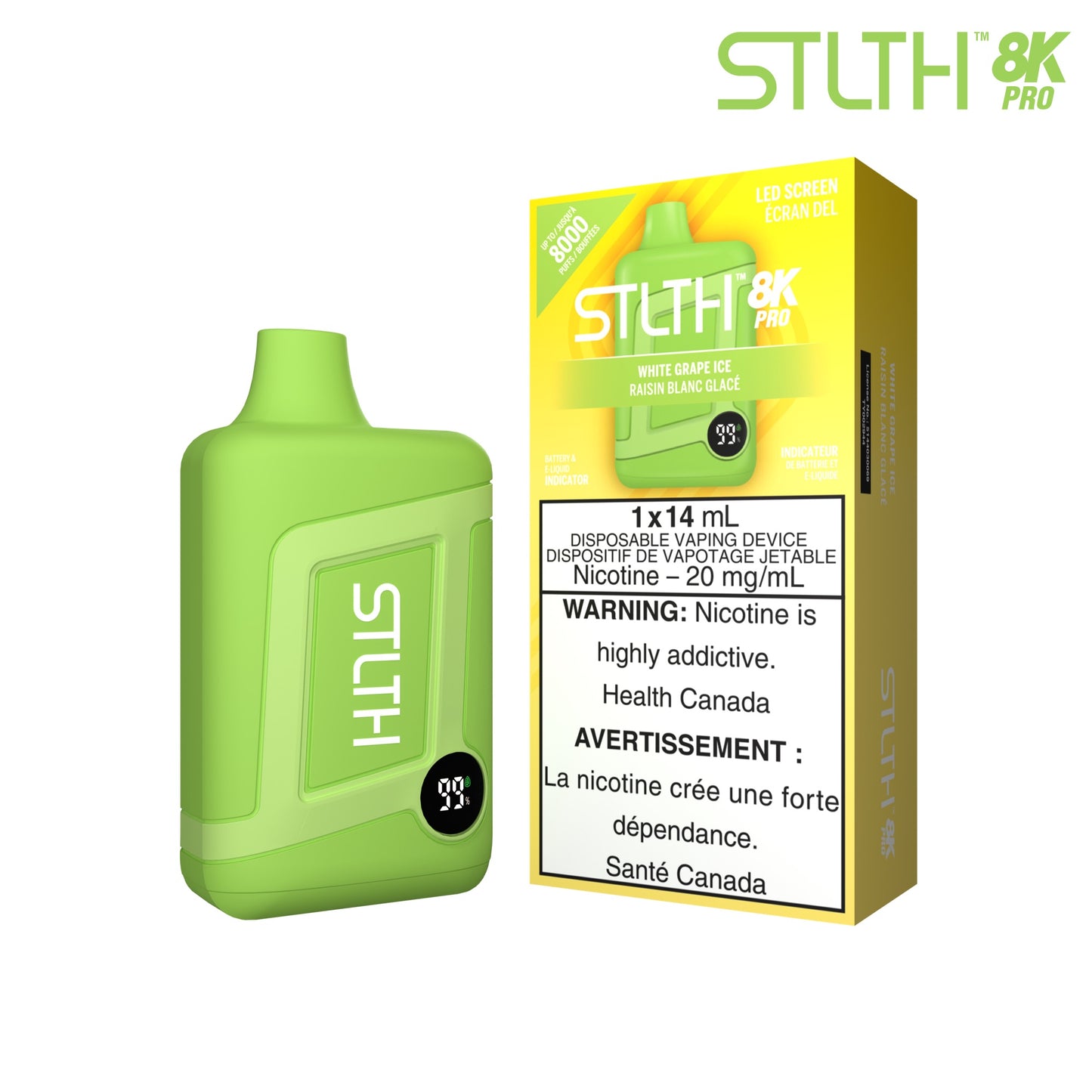 STLTH 8K pro disposable vape White Grape Ice