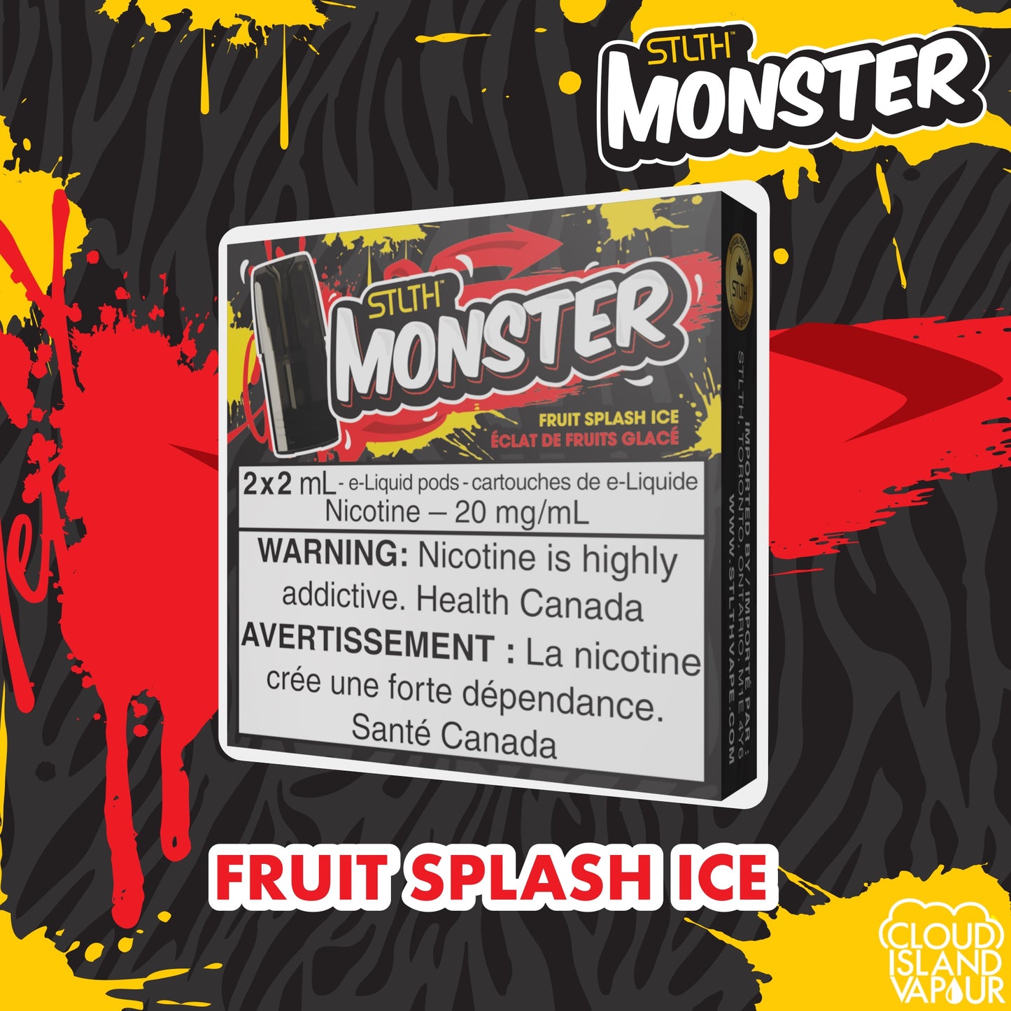 STLTH Monster Pod Package flavour Fruit Splash Ice