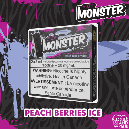 STLTH Monster Pod Package flavour Peach Berries Ice