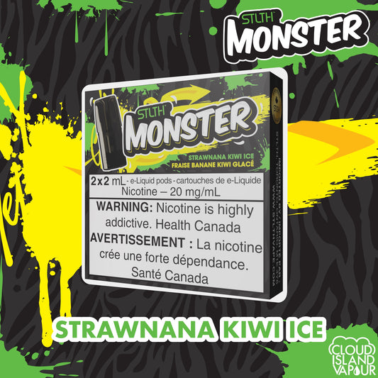 STLTH Monster Pod Package flavour Strawnana Kiwi Ice