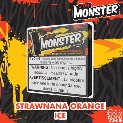 STLTH Monster Pod Package flavour Strawnana Orange Ice